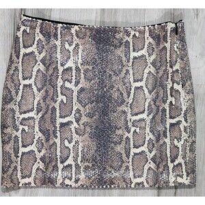Bebe Sequin Palette Mini Skirt Snake Pattern Print 90210 Collection Size Small